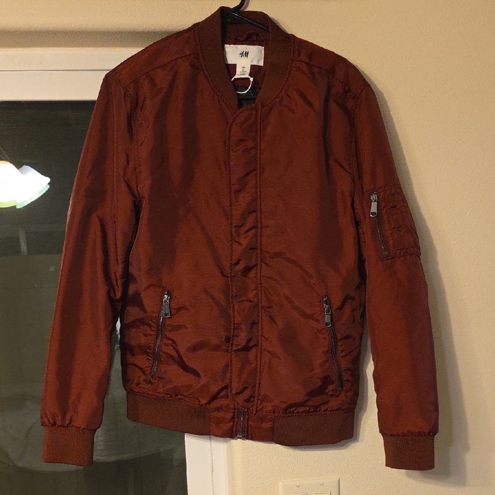 H&M Men's Deep Rust Bomber Jacket